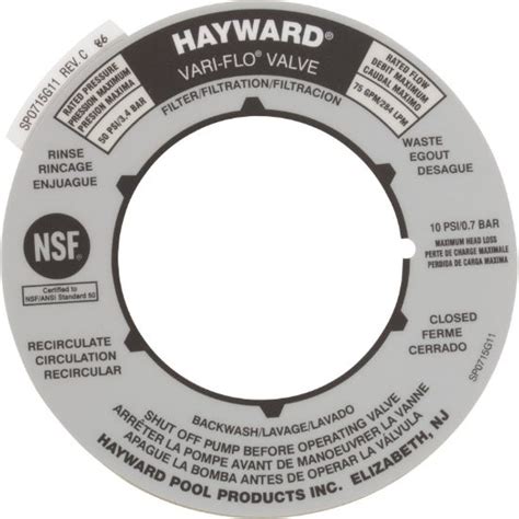 Spx0715g Valve Position Label Hayward 2 Spas And Pools