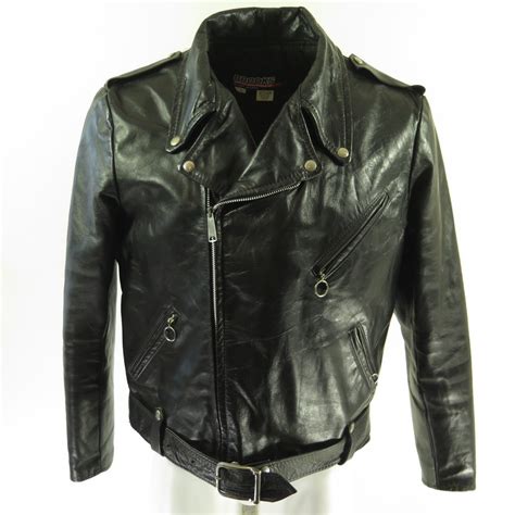 Vintage S Brooks Leather Biker Jacket Xl Motorcycle Black Rare