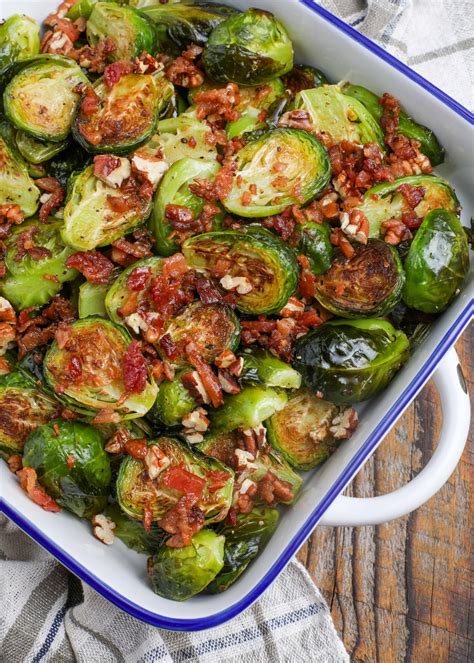 Roasted Brussels Sprouts With Pecans And Bacon Vegetable Recipes