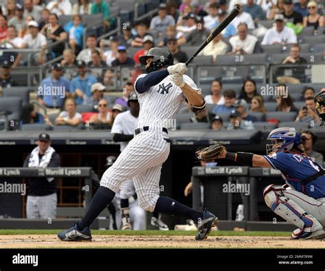 New York Yankees Giancarlo Stanton Hits A Home Run As Texas Rangers