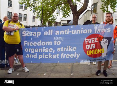 London England UK 26th Aug 2022 Protesters Hold A Banner Calling