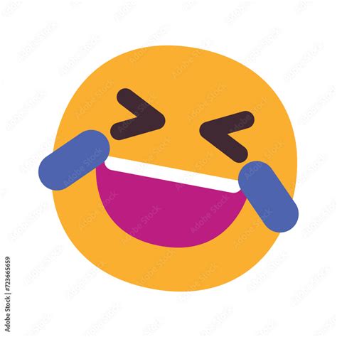 Rolling On The Floor Laughing Vector Emoji Isolated Yellow Face With A Big Grin And Scrunched