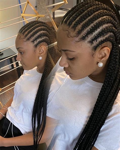 Straight Back Stitch Braids Cornrows Braids For Black Women Feed