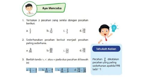 Kunci Jawaban Matematika Kelas 4 Halaman 19 Cara Ubah Bilangan Pecahan