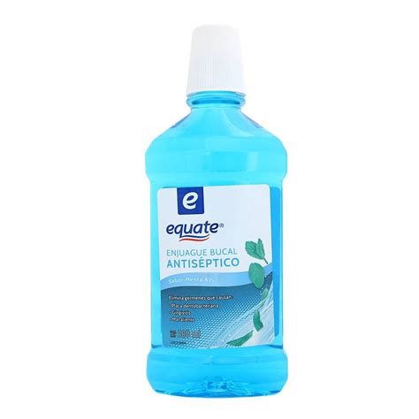 Enjuague bucal Equate antiséptico sabor menta azul 500 ml Walmart