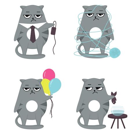 Premium Vector Cute Cat Sticker Cat Vector Set