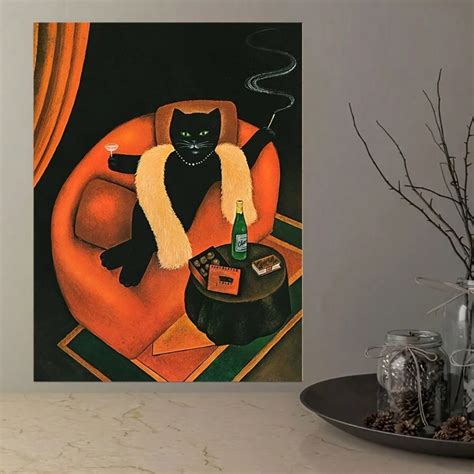 Gato Preto Em Pose Humana Impress O De Arte Em Tela Decora O De