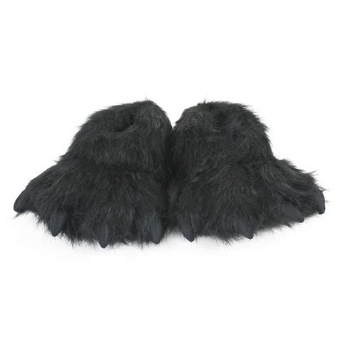 Kids Black Bear Paw Slippers – NoveltySlippers.com