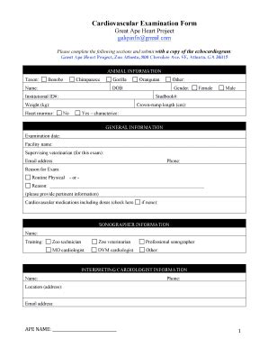 Fillable Online Cardiovascular Examination Form Fax Email Print Pdffiller