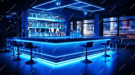 Premium Photo Futuristic Bar With A Cool Technological Light