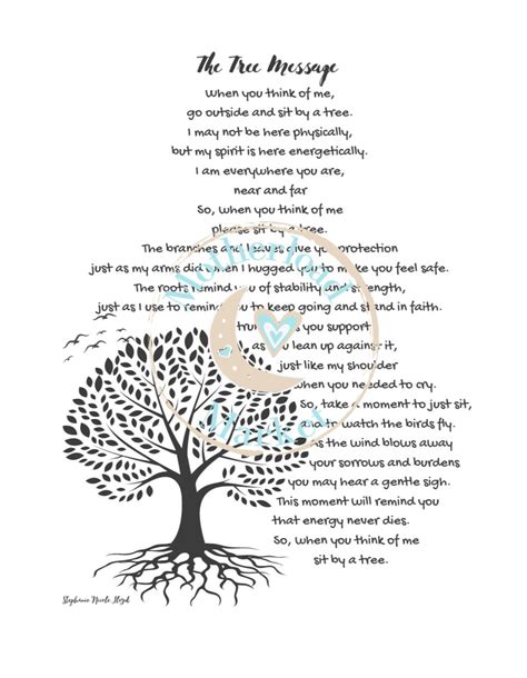 Sympathy Greeting Card Tree Message Poem, Poem Gift, Loss of a Loved ...