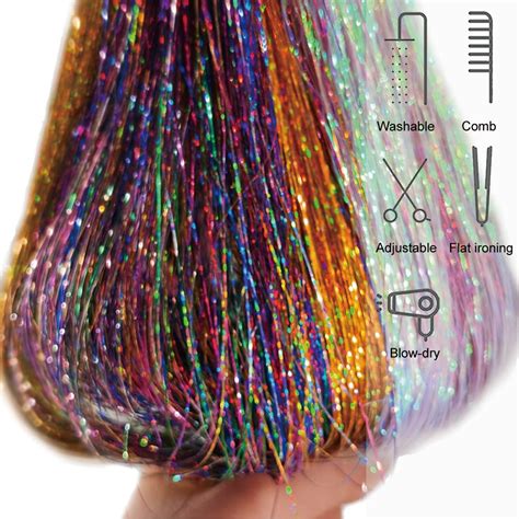 Black Hair Tinsel Kit Pcs Strands Heat Resistant Fairy Hair