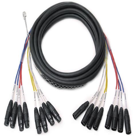 Cable 8 Channel Dual Fantail XLR Snake M F 100 Compatible Cable Inc