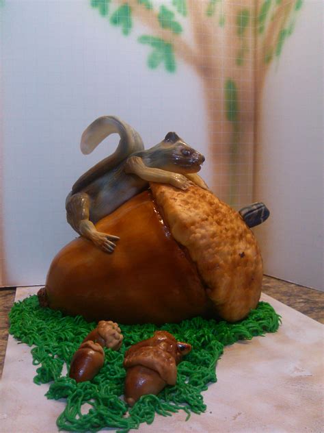 Squirrelly About Acorns Orange Cake Covered In Mm Fondant Squirrel Is