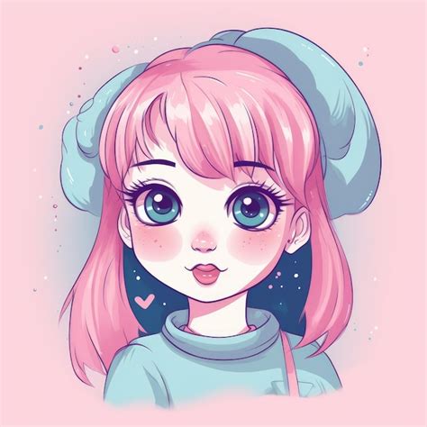 Uma Linda Garota De Anime Estilo Kawaii De Desenho Animado Garota De