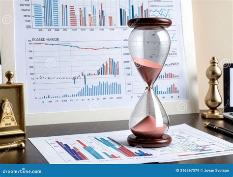 Time Management Concept Hourglass With Line Graphs Stock Illustration Illustration Of