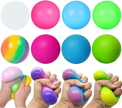 Mini Stress Balls for Kids, 8 Pack Color Changing, Sensory Squeeze Ball ...