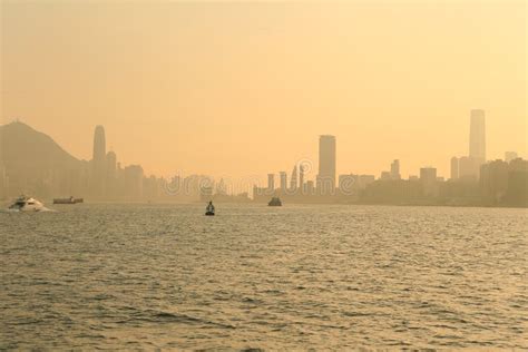 The Sunset Of Victoria Harbour Hong Kong 5 June 2012 Stock Photo