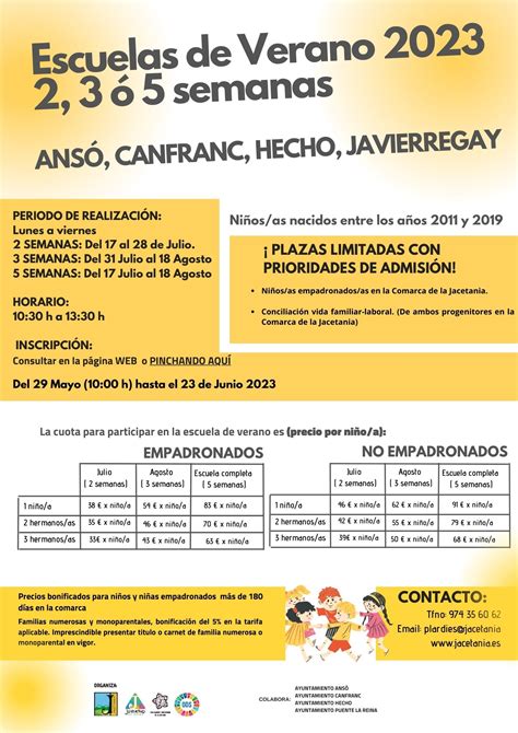 Abierto el plazo de inscripción para las Escuelas de Verano de La