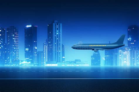 Airplane Taking Off Night on 3d Illustrations Stock Illustration ...