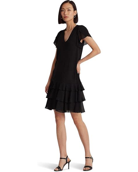 Womens Lauren Ralph Lauren Georgette Drop Waist Dress