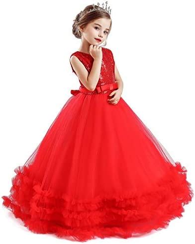 NNJXD Fille Sans Manches Fleur Princesse Sequin Pageant Robes Taille