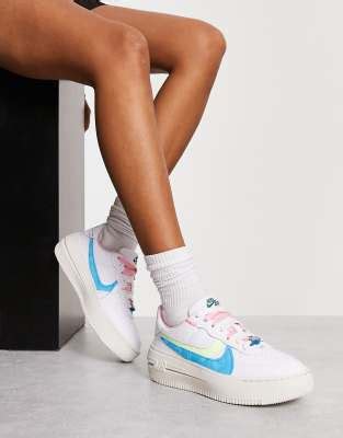 Nike Air Force Plt Af Orm Sneakers In Sail White And Baltic Blue Asos