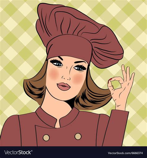 Sexy Chef Woman In Uniform Gesturing Ok Sign Vector Image