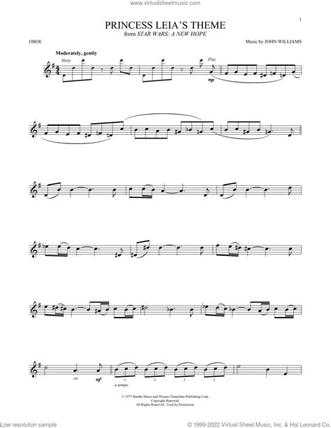 Princess Leia S Theme From Star Wars A New Hope Sheet Music For Oboe