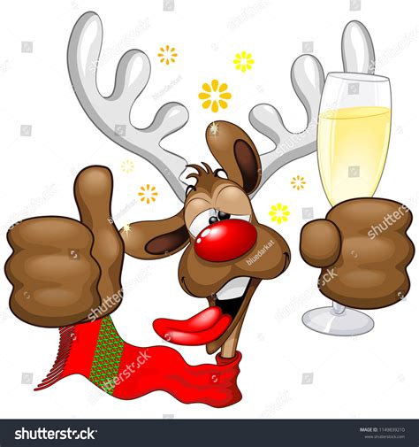 Reindeer Drunk Funny Christmas Cartoon Character Stock Vector (Royalty ...