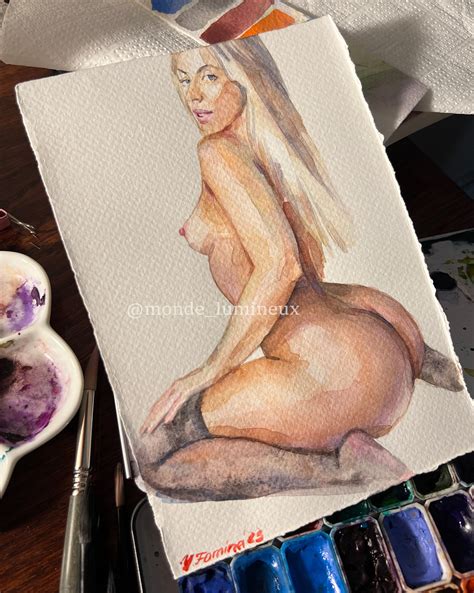 Nude Art Female Nudes Watercolor Painting Erotiс Art Original Nudes Art Mini Painting