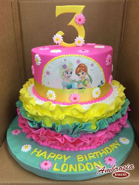 Anna Elsa Tiered Sunflower Theme The Ambrosia Bakery Cake Designs