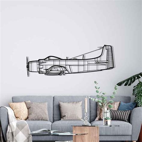 A 1h Skyraider Silhouette Metal Wall Art Aircraftvibes