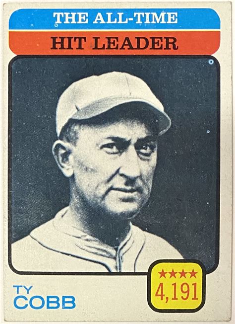 Ty Cobb Topps Detroit Tigers Baseball The All Time Hit Leader Card