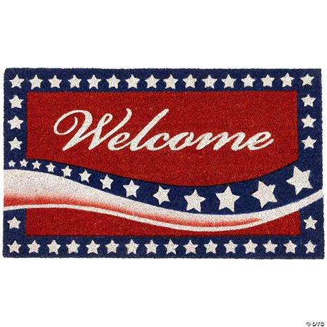 Red Coir Welcome Stars And Stripes Americana Outdoor Doormat X