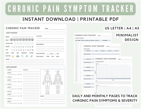 Chronic Pain Symptom Tracker Chronic Illness Journal Medication Log