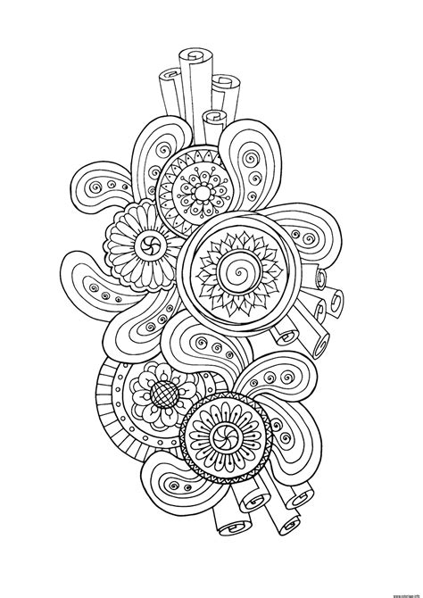 Coloriage Adulte Zen Antistress Motif Abstrait Inspiration Florale 3