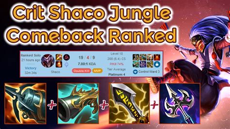 Damage Shaco Comeback Ranked S Plat Elo League Of Legends Full