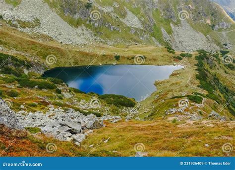 Clear Mountain Lake With Many Hiking Paths Stock Image Image Of