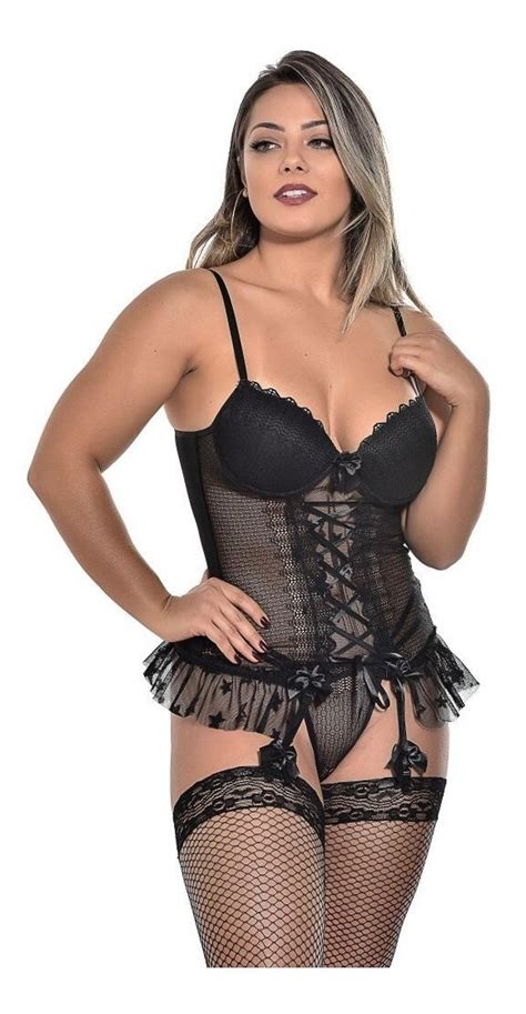 Lingerie Espartilho Sensual Babado C Tule P M G Gg Mercado Livre