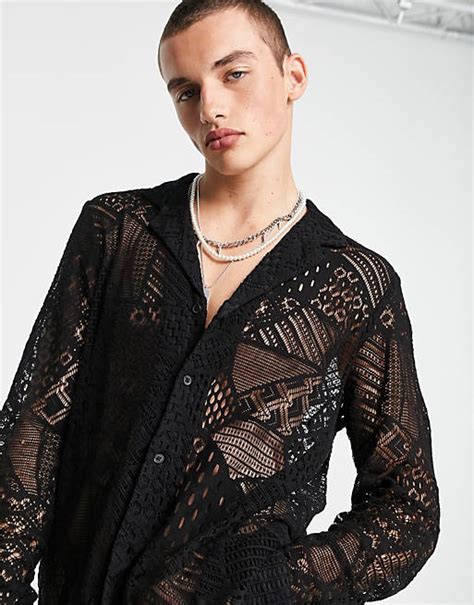 Reclaimed Vintage Limited Edition Long Sleeve Lace Shirt In Black Asos