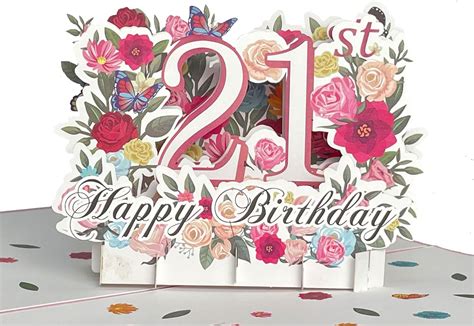 HOMANGA Happy 21st Birthday Pop Up Card 21 Birthday Greeting Card For