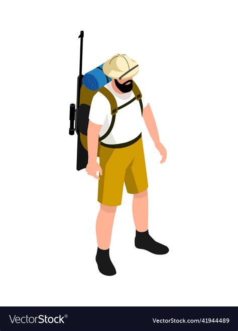 Isometric Safari Hunter Composition Royalty Free Vector