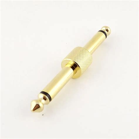 1pcs Gold 6 35mm 1 4 Inch Mono TS Male To Male Plug Coupler Audio TS