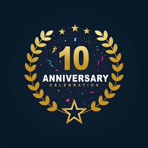 10 Anniversary Celebration Design Luxurious Golden Color 10 Years