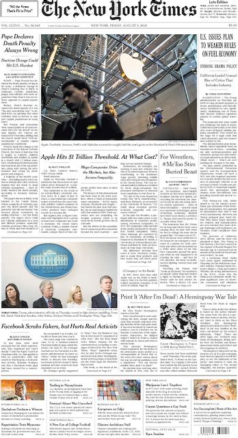 The New York Times In Print For Friday August 3 2018 The New York Times