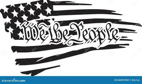 Distressed Waving Flag We The People Preamble Text Vector Illustration