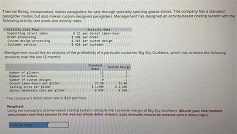Solved Thermal Rising Incorporated Makes Paragliders For Chegg