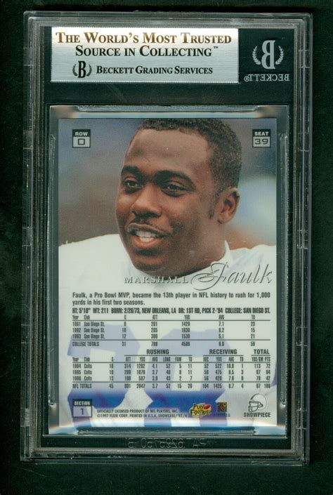 Marshall Faulk 1997 Flair Showcase Row 0 Card 39 Colts Beckett Grade 9