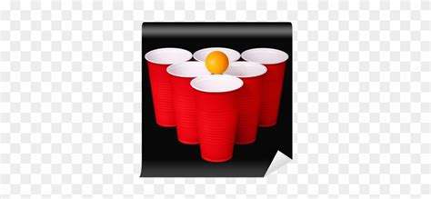 Red Plastic Cups And Orange Tennise Ball Over Black Beer Pong Red